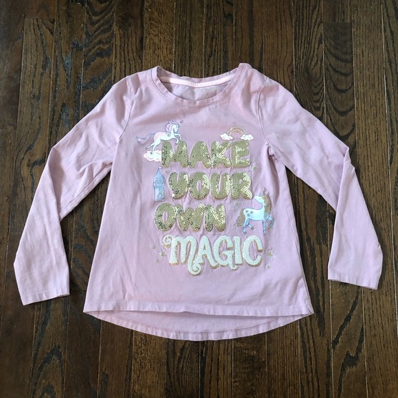 Cynthia Rowley Girls 7-8 Long-Sleeved Purple “Make Your Own Magic” Unicorn Top - Picture 1 of 12